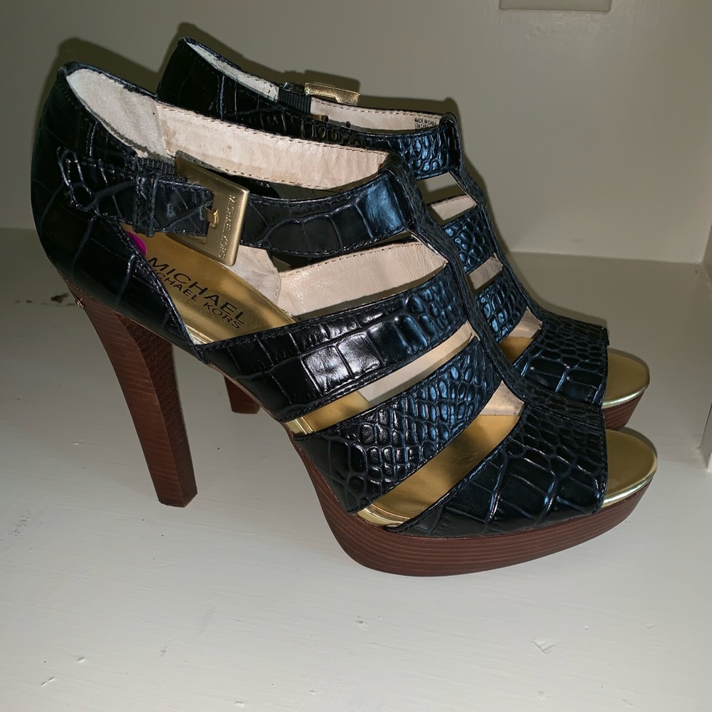 Michael Kors black snakeskin heels